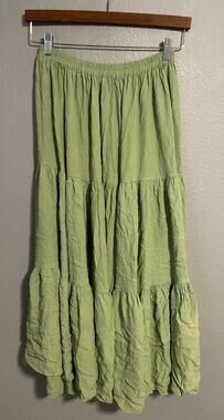 Double D Ranchwear Skirt Womens Large Green Tiered Peasant Maxi Western Boho